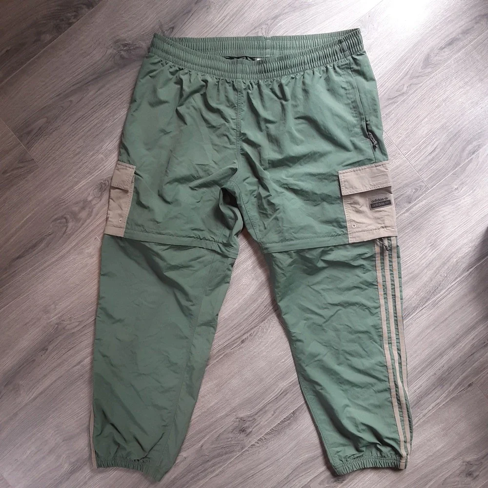 Adidas Originals Mens Convertible Cargo Track Pants Sage Green Zip Off XL